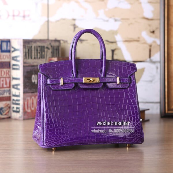 Hermes crocodile birkin 25cm violet - Image 3