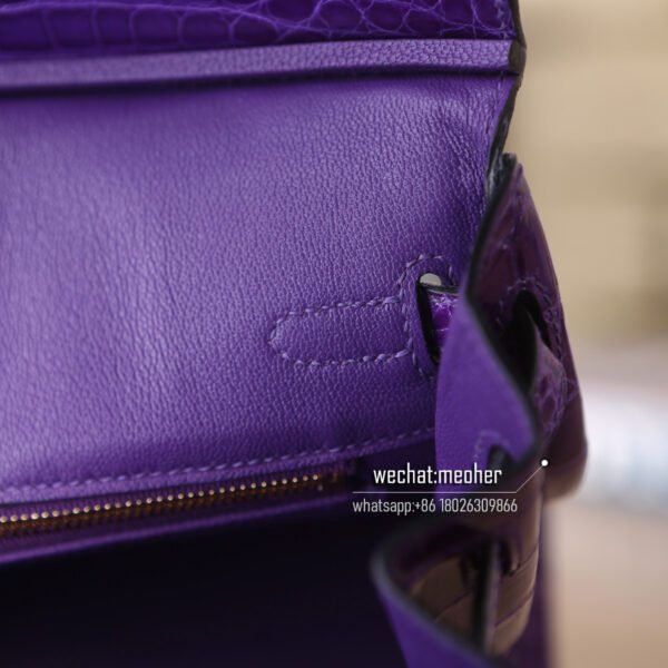 Hermes crocodile birkin 25cm violet - Image 7