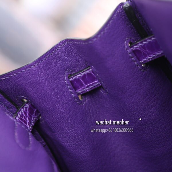 Hermes crocodile birkin 25cm violet - Image 8