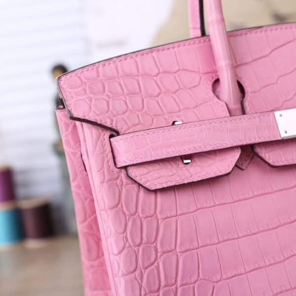 Hermes crocodile bag birkin 30cm pink - Image 2