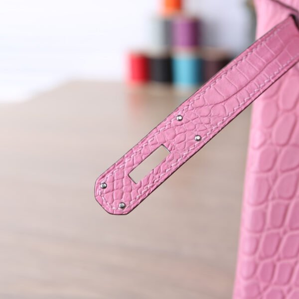 Hermes crocodile bag birkin 30cm pink - Image 6