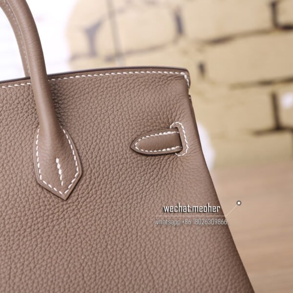 Hermes togo birkin 25cm c18 etoupe/Pink inside - Image 3