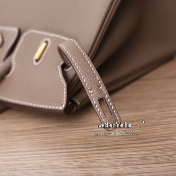 Hermes togo birkin 25cm c18 etoupe/Pink inside - Image 6
