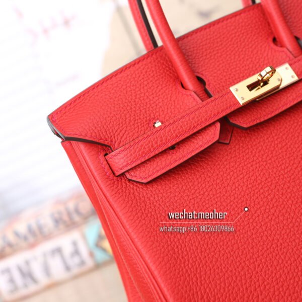 Hermes togo birkin 25cm Q5 rouge casaque GHW - Image 2