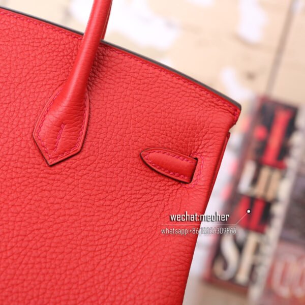 Hermes togo birkin 25cm Q5 rouge casaque GHW - Image 4