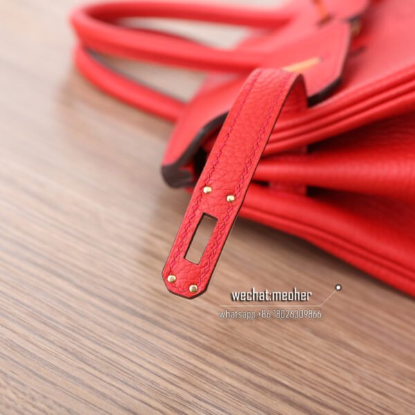 Hermes togo birkin 25cm Q5 rouge casaque GHW - Image 6