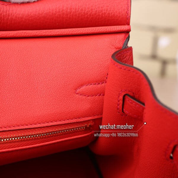 Hermes togo birkin 25cm Q5 rouge casaque GHW - Image 7