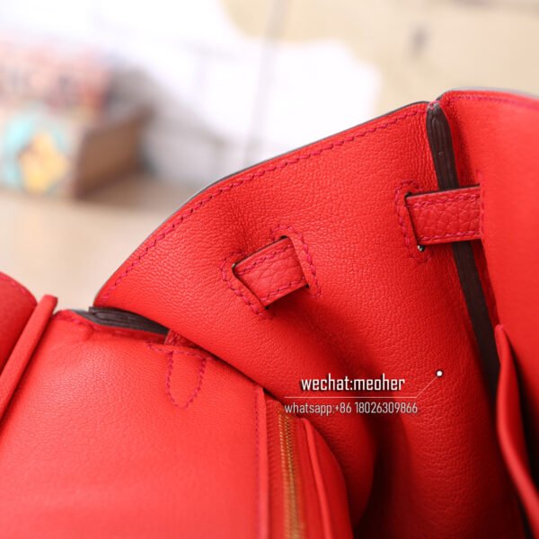 Hermes togo birkin 25cm Q5 rouge casaque GHW - Image 8