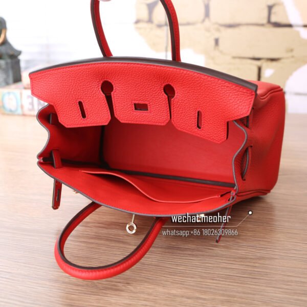 Hermes togo birkin 25cm Q5 rouge casaque GHW - Image 9