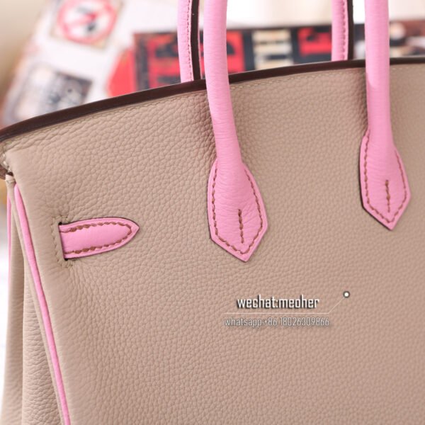Hermes togo birkin 25cm 5p pink/ck81 gris tourtellere - Image 2