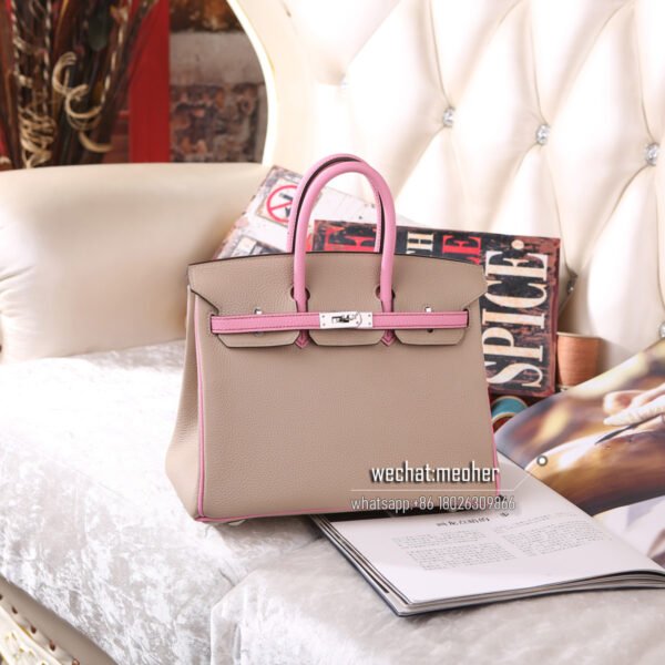 hermes togo birkin 25cm gris/pink