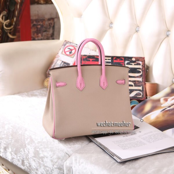 Hermes togo birkin 25cm 5p pink/ck81 gris tourtellere - Image 4