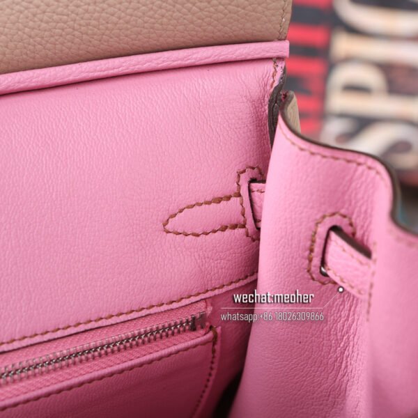 Hermes togo birkin 25cm 5p pink/ck81 gris tourtellere - Image 7