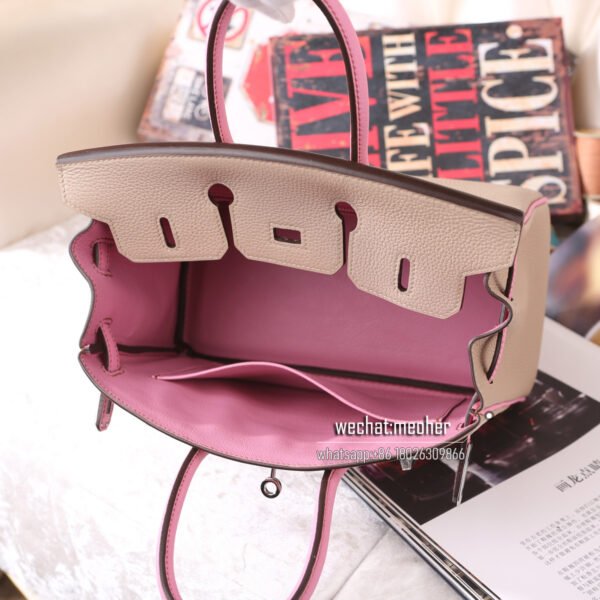 Hermes togo birkin 25cm 5p pink/ck81 gris tourtellere - Image 9