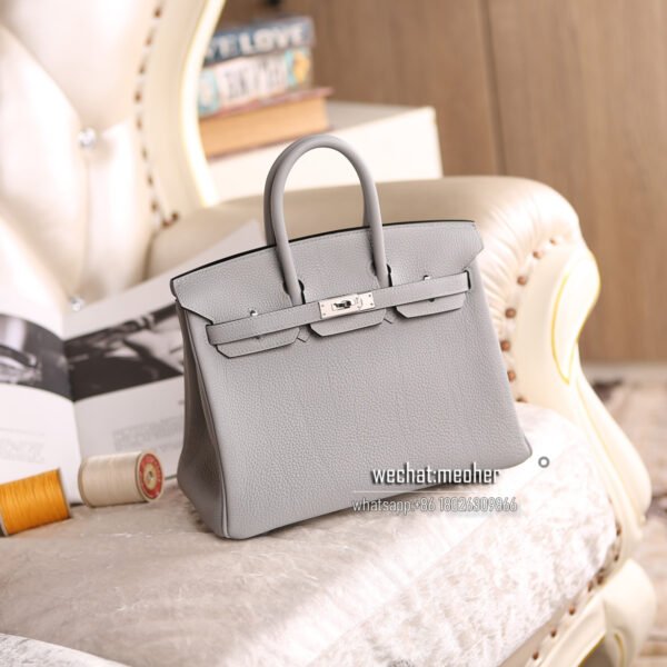 Hermes togo birkin 25cm 4z gris mouette - Image 9
