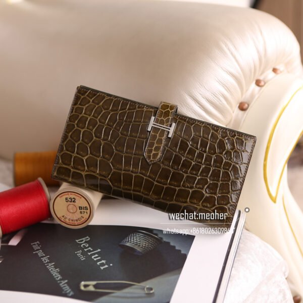 Hermes crocodile bearn wallet - Image 13