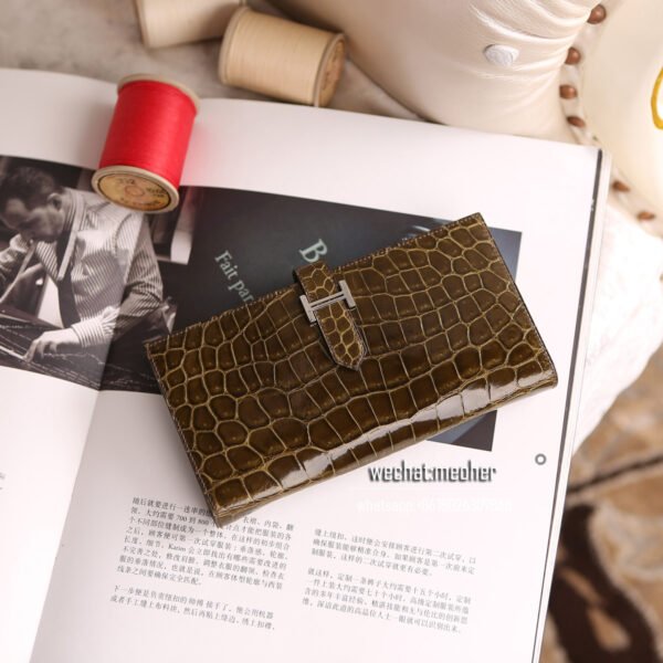 Hermes crocodile bearn wallet - Image 3