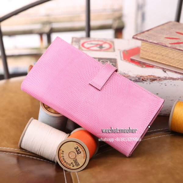 Hermes lizard bearn wallet pink - Image 10