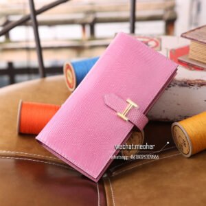hermes lizard bearn wallet pink shoponline