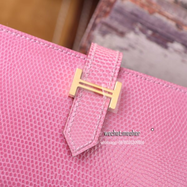 Hermes lizard bearn wallet pink - Image 9