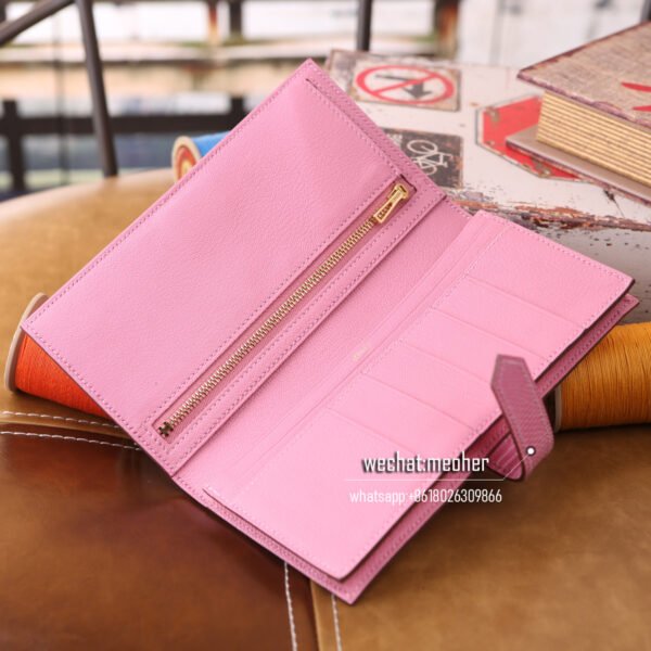 Hermes lizard bearn wallet pink - Image 8