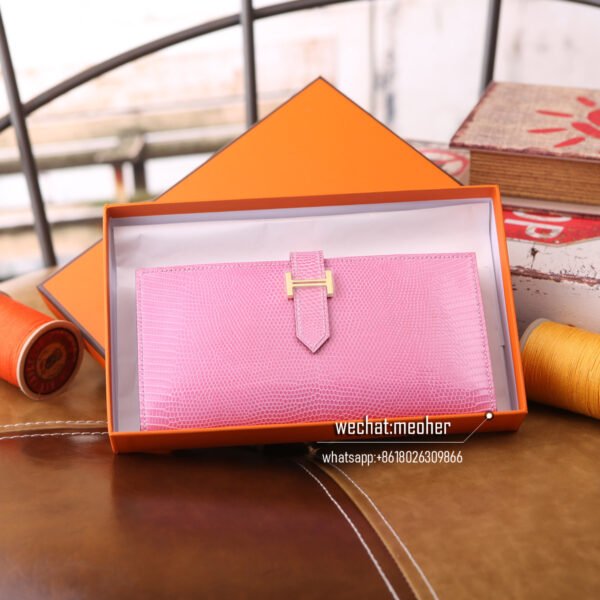 Hermes lizard bearn wallet pink - Image 2
