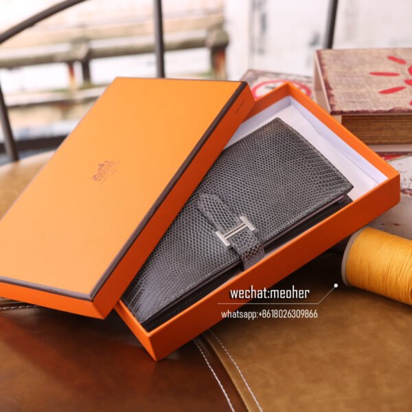 Hermes lizard bearn wallet etain - Image 9
