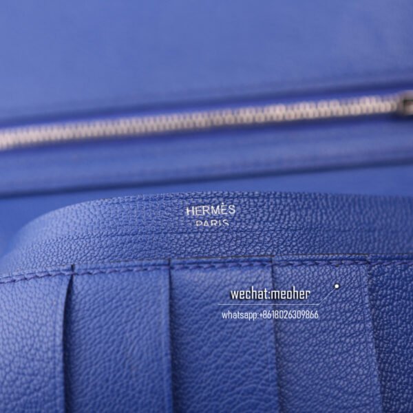 Hermes lizard bearn wallet 7T bleu electrique - Image 3