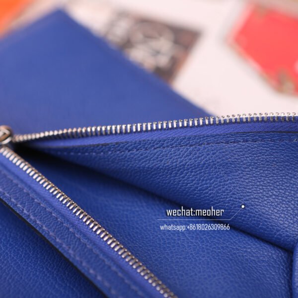 Hermes lizard bearn wallet 7T bleu electrique - Image 2