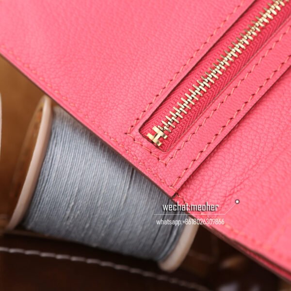 Hermes crocodile bearn wallet rose lipstick - Image 5