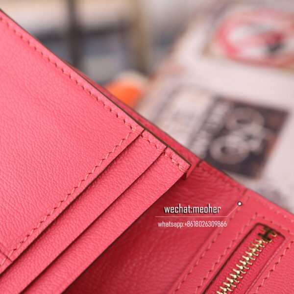 Hermes crocodile bearn wallet rose lipstick - Image 4