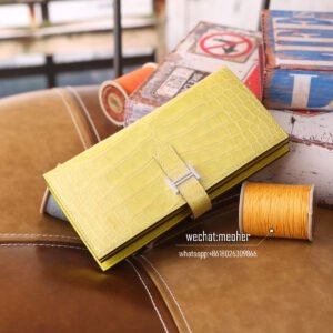 hermes crocodile bearn wallet lemon
