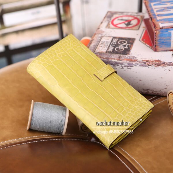 Hermes crocodile bearn wallet lemon - Image 8