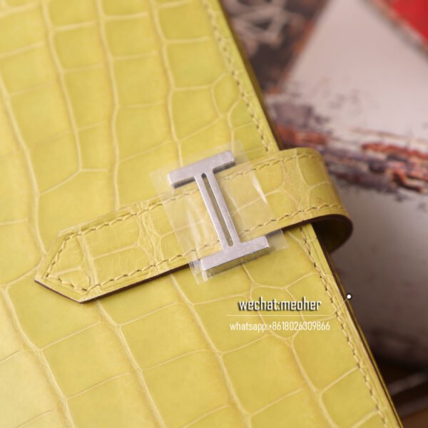 Hermes crocodile bearn wallet lemon - Image 7