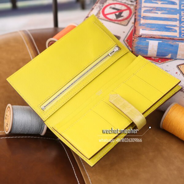 Hermes crocodile bearn wallet lemon - Image 2