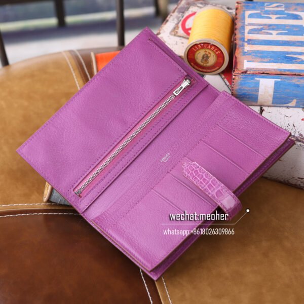 Hermes shiny crocodile bearn wallet tosca - Image 3