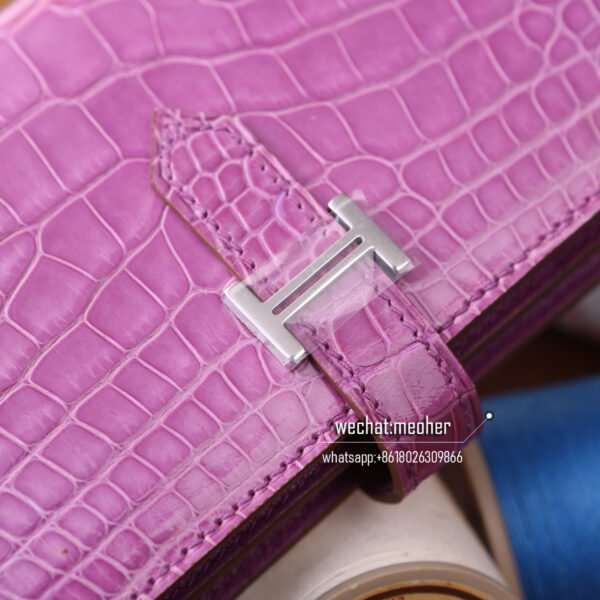Hermes shiny crocodile bearn wallet tosca - Image 2