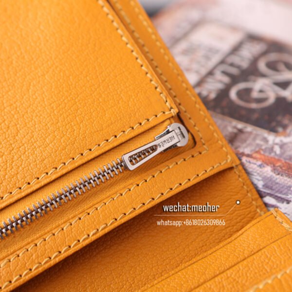 Hermes matte crocodile bearn wallet 9V Jaune d'or - Image 5