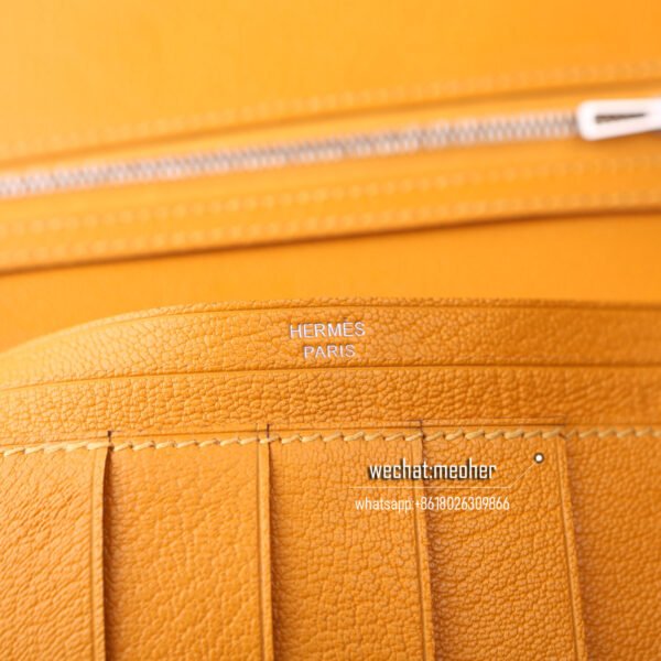 Hermes matte crocodile bearn wallet 9V Jaune d'or - Image 3
