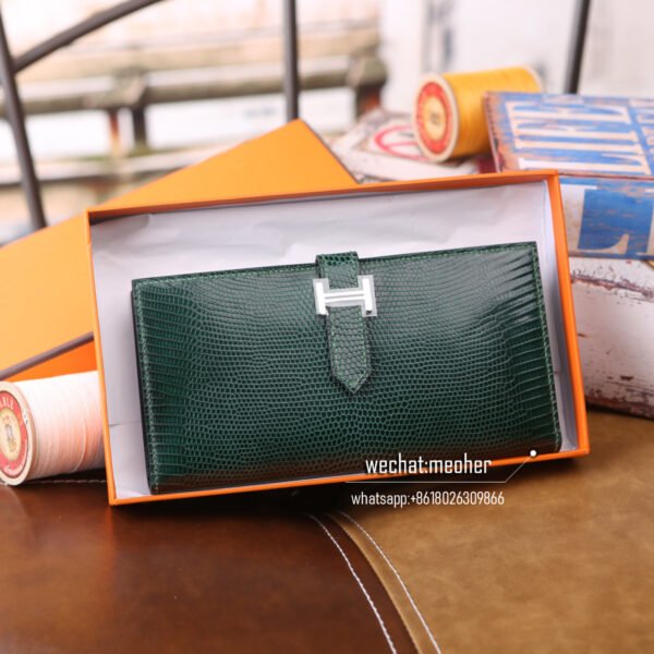 Hermes lizard bearn wallet emerald green - Image 2