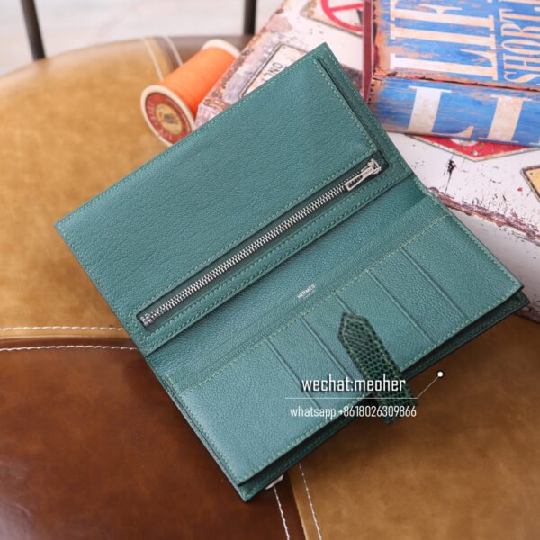 Hermes lizard bearn wallet emerald green - Image 5