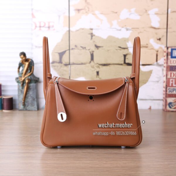 Hermes Lindy 30 Bag in Gold Togo Leather with Palladium Hardware