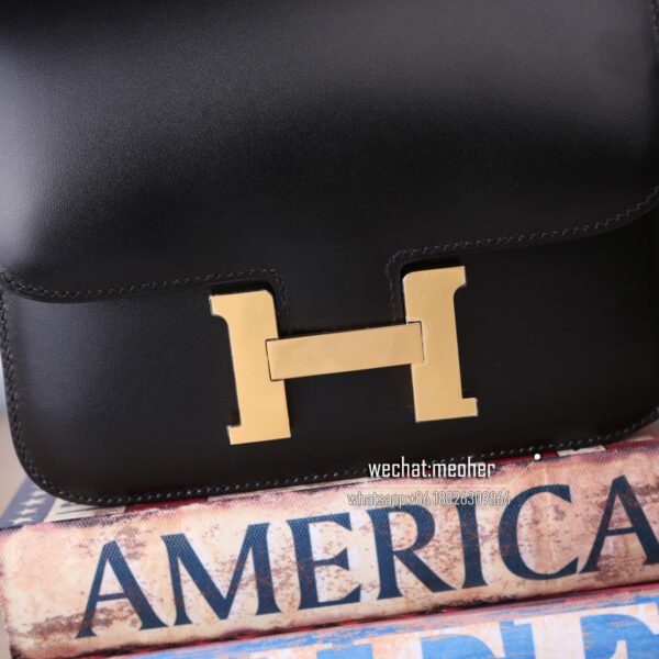Hermes box leather constance 19cm ck89 noir GHW - Image 2
