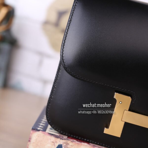 Hermes box leather constance 19cm ck89 noir GHW - Image 8