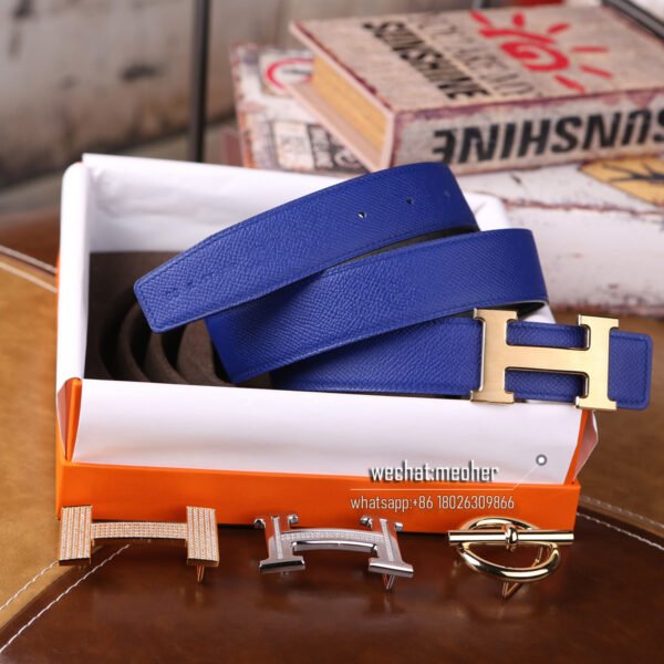 Hermès epsom Belt 32mm bleu electrique - Image 6