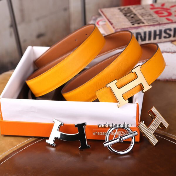 Hermès epsom Belt 32mm Yellow mustard - Image 3