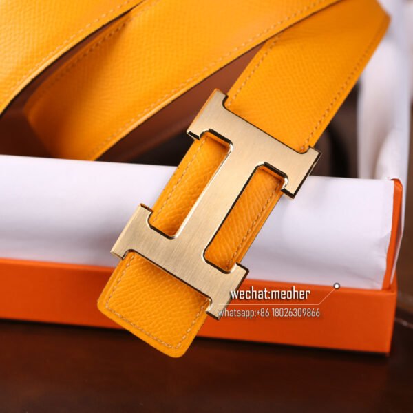 Hermès epsom Belt 32mm Yellow mustard - Image 4