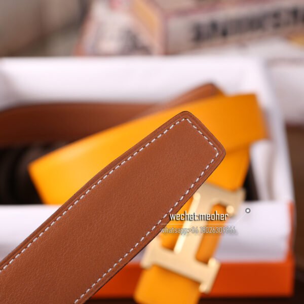 Hermès epsom Belt 32mm Yellow mustard - Image 5