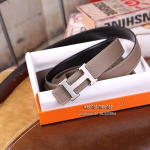 hermes togo belt 32mm etoupe H palladium buckle front display picture