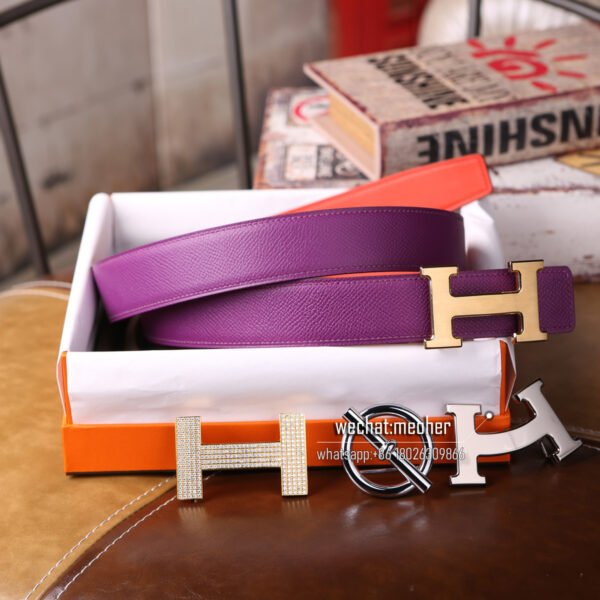 Hermès epsom Belt 32mm anemone/red - Image 2